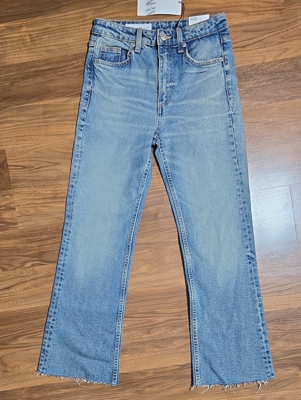 Zara High-Rise Crop Flare Light Blue Jeans